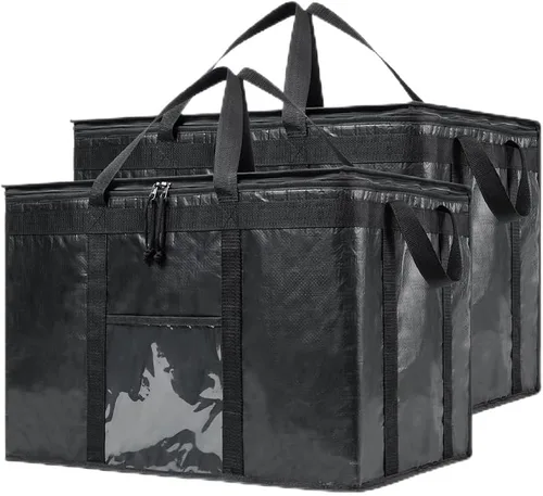 Miniatura 23 de Bolsa de enfriador XXL aislada y calentador de alimentos de NZ home para entrega y compras de comestibles con cremallera superior, color rojo