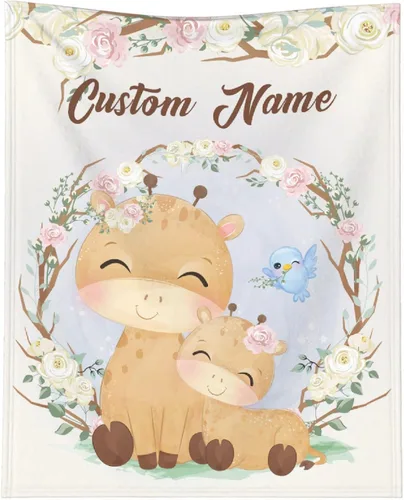Miniatura 15 de Manta personalizada de elefante para bebés, manta de franela rosa personalizada con nombre para niñas y niños, mantas suaves para sofá y cama