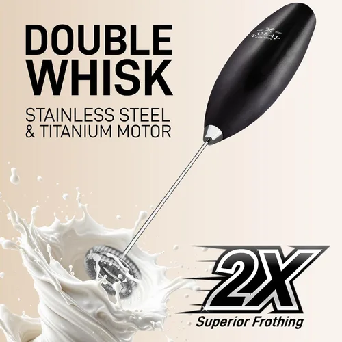 Miniatura 235 de Zulay Milk Boss Espumador de leche potente manual, hace espuma para latte, batidor para mezclar bebidas, café, miniespumador para capuchino, frappé