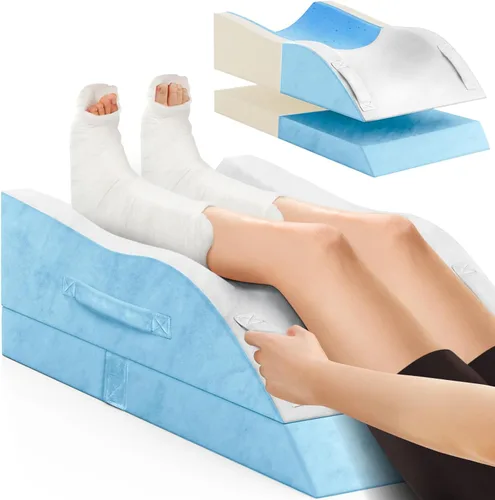 Miniatura 9 de Almohadas de elevación de doble pierna, almohada de cuña para después de la cirugía, soporte de espuma viscoelástica ajustable, cuidado cómodo