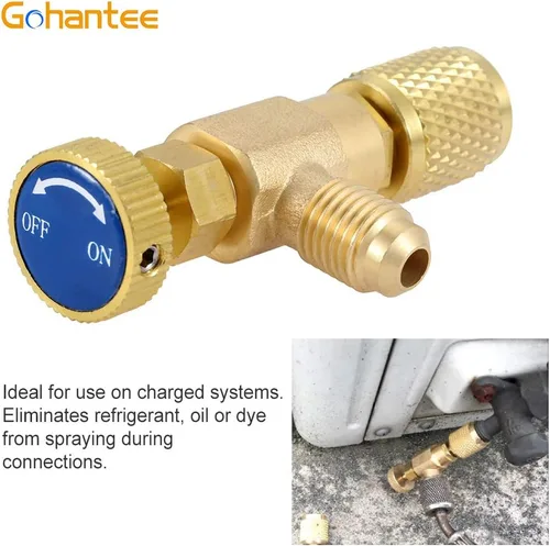 Miniatura 3 de R12 R22 Válvula de carga de refrigerante, 1/4 "macho a 1/4 "hembra adaptador de seguridad válvula de bola de control de flujo para colector de aire