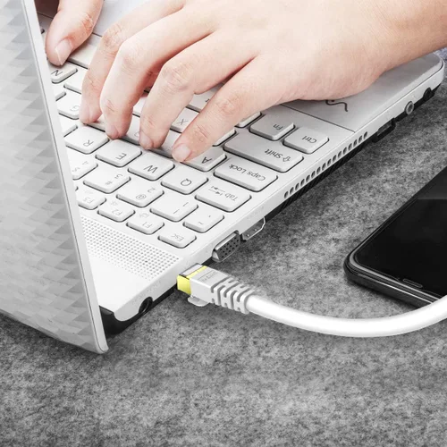 Miniatura 9 de Kasimo - Cable Ethernet CAT 8 para internet más rápido, cable LAN ethernet de alta velocidad, 40 Gbps, 2000 Mhz, Cable SFTP LAN de conexión a Blanco