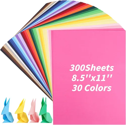 Miniatura 9 de Juego de 300 piezas de papel de construcción a granel de 8.5 x 11, 30 colores, cartulina de colores, papel de manualidades resistente para niños