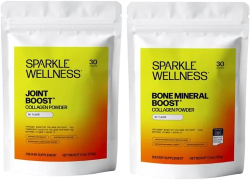 Sparkle Wellness Refuerzo de articulaciones (sin sabor) [30 porciones] y refuerzo mineral óseo (sin sabor) [30 porciones] | Colágeno con FORTIGEL y