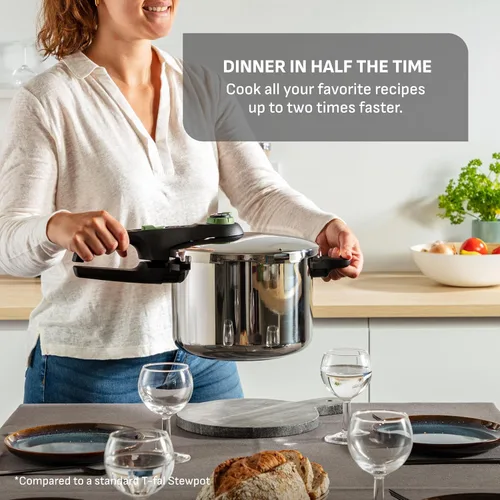Miniatura 2 de T-fal Ultimate - Olla de presión de acero inoxidable de 6.3 cuartos de galón, compatible con inducción, tapa de bloqueo seguro, segura y fácil