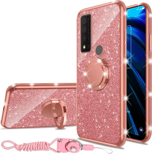 Miniatura 20 de nancheng Funda de teléfono para TCL A3X (A600DL), funda para Alcatel TCL A3X niñas y mujeres, bonita funda de silicona transparente con purpurina