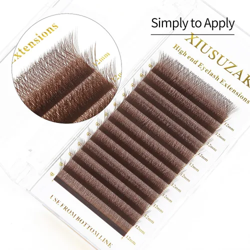 Miniatura 7 de Extensiones de pestañas marrones 4D en forma de W, Extensiones de pestañas de 0.07 mm de grosor, rizado D, 8 mm, Extensiones de pestañas