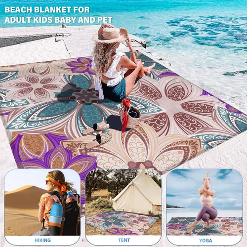 Miniatura 55 de Famstar Beach Blanket Oversized Extra Large 78"X81"/10'X9',Waterproof Sandproof Beach Blanket 2-8 Adults Lightweight Durable for Travel Camping