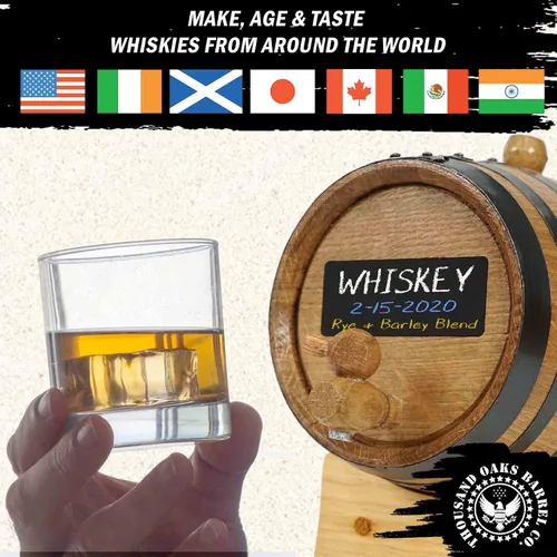 Miniatura 3 de The Whiskey Experience - Kit prémium para hacer whisky con barril de envejecimiento de roble carbonizado de 2 litros y sabores de esencia de licor