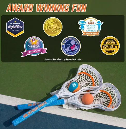 Miniatura 7 de Mini Toss Lacrosse Set – The Ultimate Game for the Pool or Beach & Backyard - Comes with Water Skipping Ball, Rubber Ball & 2 Sticks with Premium