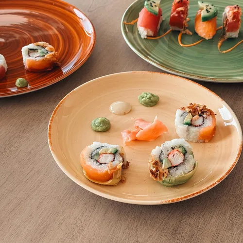 Miniatura 6 de MORA Platos de Ensalada de Cerámica en Espiral Set de 6, Plato de 8 Pulgadas de Porcelana en Espiral para Cocina, Cena Pequeña, Almuerzo, Aperitivo