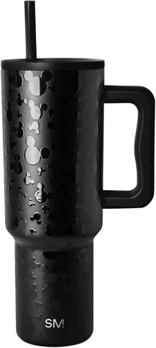 Simple Modern Disney - Vaso de 40 onzas con asa y tapa con pajilla, botella de agua reutilizable aislada de acero inoxidable de viaje, regalos para