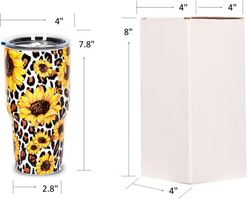 Miniatura 3 de Vaso aislado con tapa, tazas de café de viaje de acero inoxidable, regalos de girasol para mujeres, mamá, papá, taza para beber el día del juego