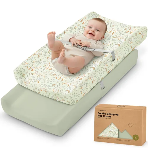 Miniatura 10 de Paquete de 2 fundas orgánicas para cambiador para niña, niño, neutro - 100% algodón, funda para almohadilla de mesa cambiadora, sábanas suaves