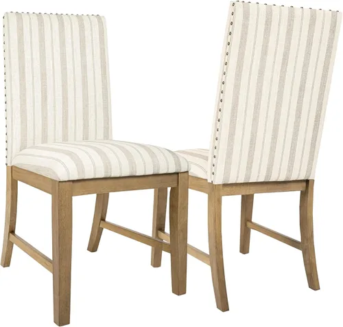 Miniatura 24 de Homepop Silla de comedor con detalle festoneado, sillas de comedor Parsons tapizadas, muebles decorativos para el hogar, tejido texturizado crema