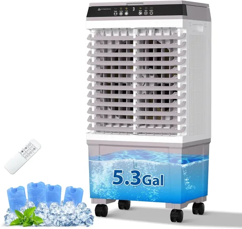 LifePlus Enfriador de aire acondicionado evaporativo sin ventanas, enfriador de pantano, ventilador de enfriamiento portátil de 1800 CFM con 4