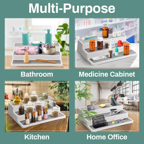 Miniatura 4 de Home Intuition Organizador de despensa de cocina antideslizante de 3 niveles y 14 pulgadas