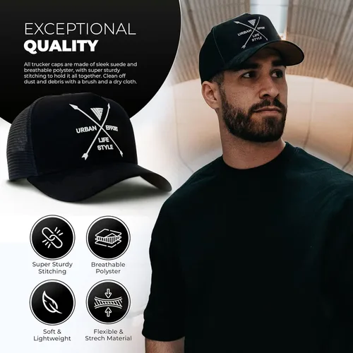 Miniatura 133 de Urban Effort Gorra trasera de malla, para hombres y mujeres, gorra de béisbol de 5 paneles, gran cierre a presión para caza y senderismo