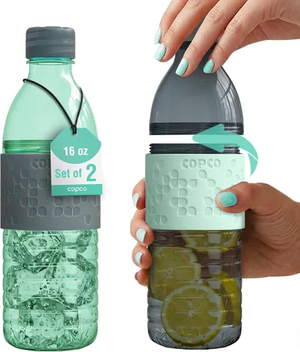Miniatura 10 de Copco Hydra - Botella de agua de 16.9 onzas, juego de 2, a prueba de fugas, sin BPA, de tritán, apta para lavavajillas, cuerpo abierto para hielo