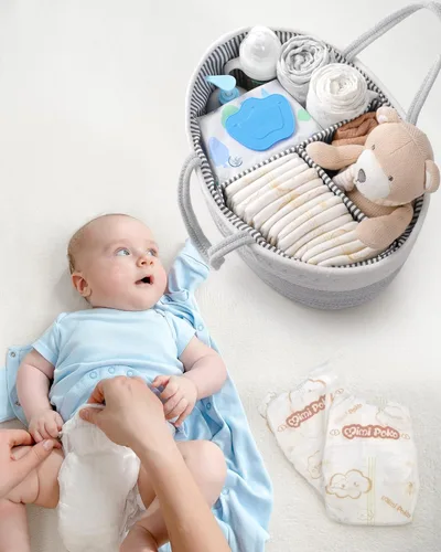 Miniatura 5 de Maliton Organizador de Pañales para Bebé Niño - Cuerda de Algodón para Cambiador, Almacenamiento de Guardería, Artículos Imprescindibles para Bebé