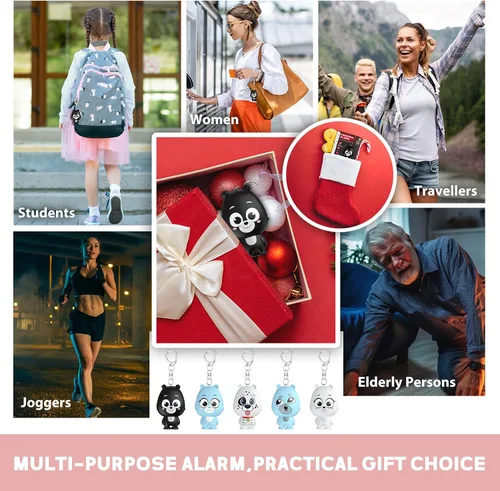 Miniatura 7 de Alarma de seguridad personal para mujeres, alarma personal recargable para mujeres, niños y ancianos, sirena fuerte de 130 dB, luz estroboscópica