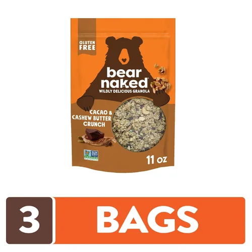 Miniatura 4 de Bear Naked - Cereal de granola integral, snacks de desayuno, crujido de cacao y mantequilla de anacardo (3 bolsas) (Paquete de 2)