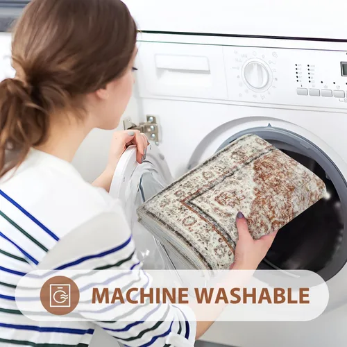 Miniatura 5 de Uphome Tapete de baño color naranja, estilo bohemio y envejecido, tapete de baño pequeño de terciopelo súper acogedor, antideslizante, lavable a