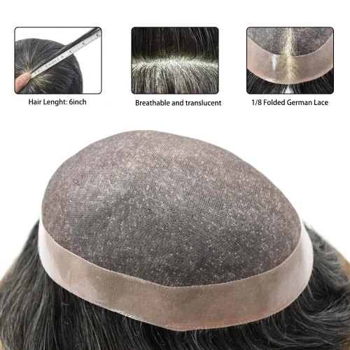 Miniatura 5 de Toupee para hombre 100% europeo Remy piezas de cabello humano para hombres, sistema de cabello fino mono centro de reemplazo para hombres