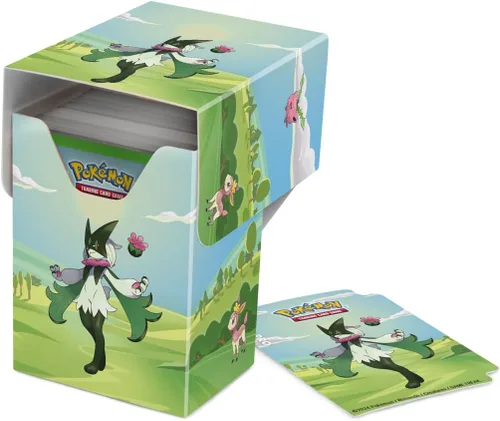 Gallery Series: Morning Meadow Full View MTG Deck Box - Vibrante arte Pokémon tipo hierba - Caja de mazo Commander con tapa segura - Almacenamiento