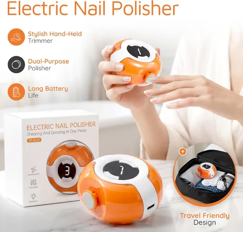 Miniatura 2 de Cortador de uñas eléctrico 2 en 1 y pulidor de uñas (naranja)