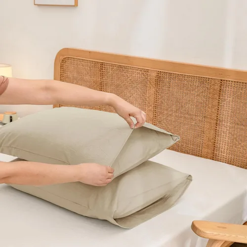 Miniatura 4 de BESTOUCH 100% Algodón Lavado Funda de Almohada para Cabello y Piel, Sensación de Lino, Suave, Cómoda, Transpirable, Juego de 2 Fundas de Almohada