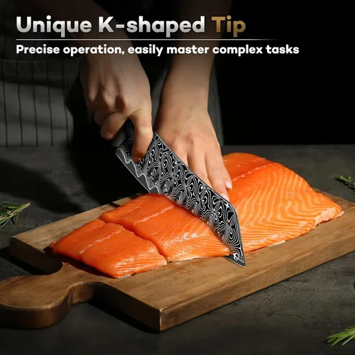 Miniatura 4 de Huusk Cuchillo de chef japonés de Damasco – Cuchillo de cocina ultra afilado Damasco VG-10, cuchillos Santoku profesionales con mango ergonómico