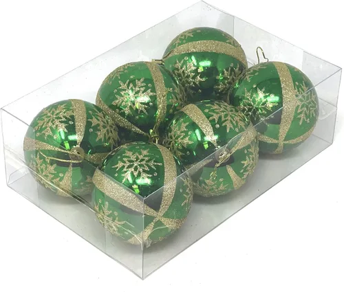 Miniatura 13 de Allgala - Paquete de 6 bolas para decorar el árbol de Navidad, 3" con lujosa decoración con brillantina (negro)