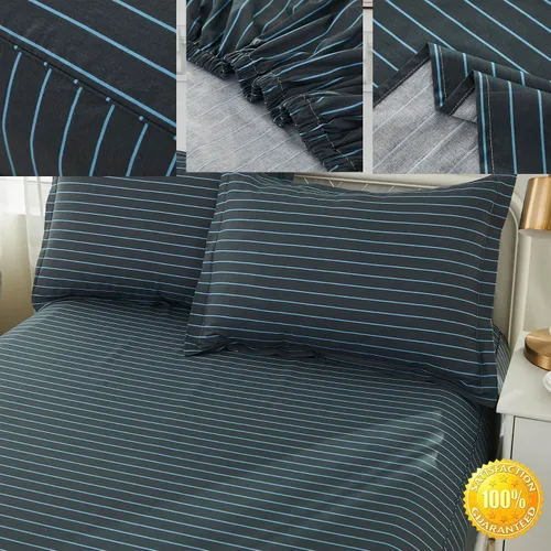 Miniatura 6 de Brandream Juego de sábanas para niños, tamaño individual, 100% algodón, 3 piezas, estampado reversible, a rayas, para niños, juego de funda