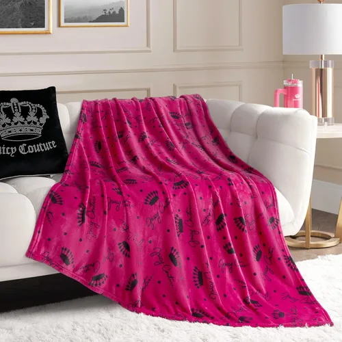 Miniatura 11 de Juicy Couture Berry Happy - Manta de felpa de 50 x 70 pulgadas, color rosa, mantas decorativas para sofás, mantas para sillas y camas