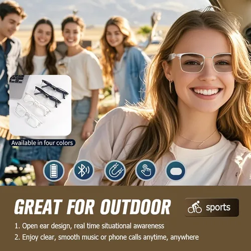 Miniatura 3 de Xmenha Lentes inteligentes Bluetooth para hombres y mujeres, lentes de sol fotocromáticos, cristal inteligente de música AI con altavoces
