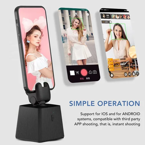 Miniatura 2 de Zyyini Soporte de teléfono de seguimiento facial automático, rotación de 360 grados, trípode de seguimiento facial automático, 800 mAh, puerto micro