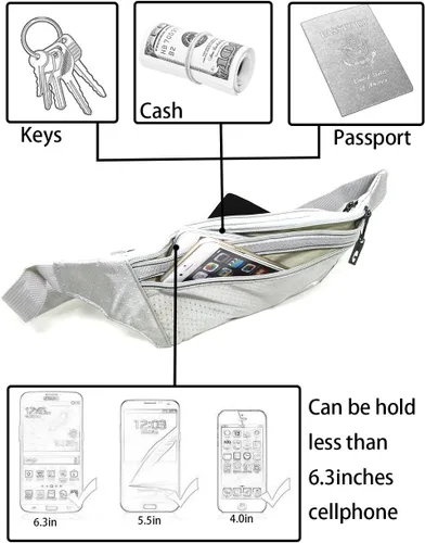 Miniatura 22 de Bolsa de cintura ultrafino con ranuras c/visualización para tarjeta de crédito, para deportes, aire libre, correr, caminar, viajes.