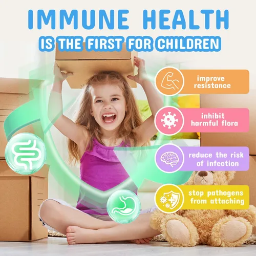 Miniatura 5 de Probióticos y prebióticos para niños en polvo a partir de 3 años, apoyo al sistema digestivo e inmunológico para niños con fuente natural, promueve