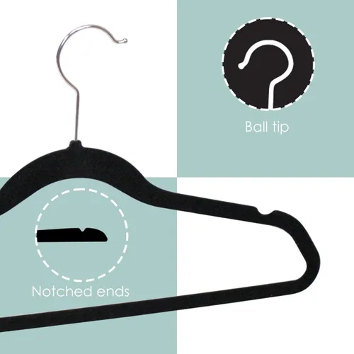 Miniatura 3 de Home Basics Perchas para trajes/ropa de interior de acero negro para interiores (paquete de 25), 9.25 pulgadas de alto x 18 pulgadas de ancho x 0.25