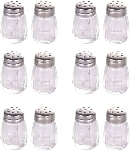 Miniatura 9 de Paquete de 12 mini saleros de especias, sal y pimienta, especias, condimentos – Tapa de acero inoxidable y tarros de vidrio – Sostiene suministros