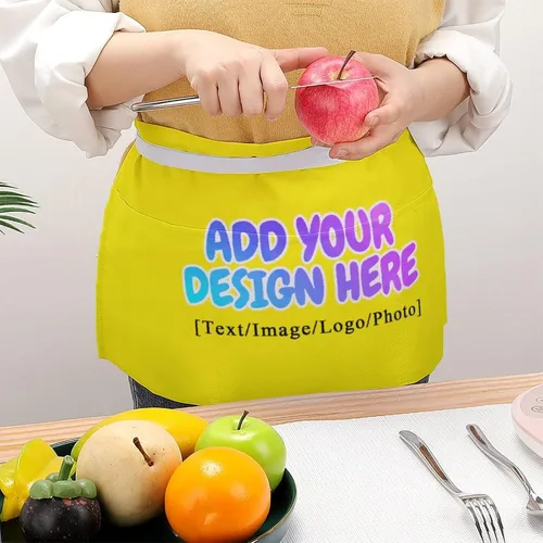 Miniatura 76 de AXKEUDO Delantal personalizado con bolsillos, delantales de cintura para camarera para cocinar en casa, restaurante, servir trabajo