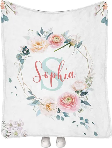 Miniatura 30 de Manta de bebé personalizada para niñas con nombre, manta de bebé personalizada con nombre, manta de envoltura floral para recién nacidos, niños