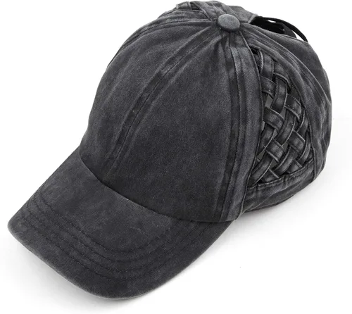 Miniatura 7 de Funky Junque - Gorra para mujer, entrecruzada, diseño desgastado, se puede usar con coleta o chongo