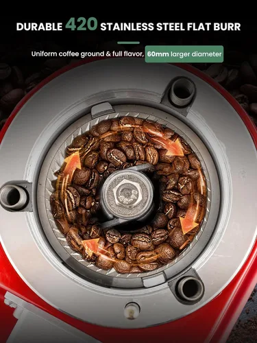 Miniatura 3 de Huanyu Molinillo de café de rebabas, rebaba plana de acero inoxidable, 19 ajustes de molienda precisos, capacidad de 35 onzas y dosis doble para 019