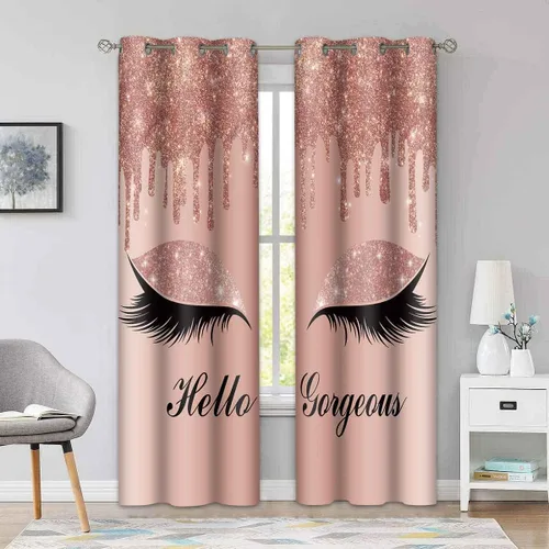 Miniatura 51 de Hello Gorgeous - Cortina de pestañas de unicornio, para oscurecer la habitación, con aislamiento térmico, con ojales, para decoración de dormitorio
