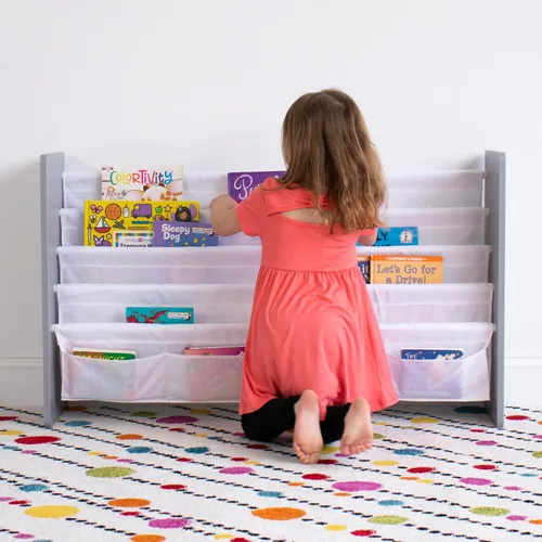 Miniatura 7 de Humble Crew Inspire - Estantería extragrande de 4 niveles para niños con 4 bolsillos frontales, organizador de estantería para niños pequeños