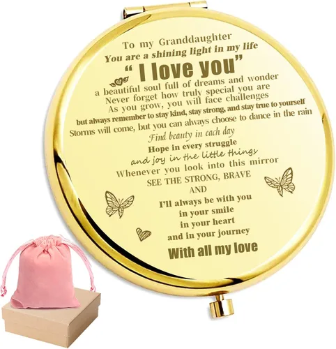 Miniatura 12 de para Mi Nieta - Eres Increíble y Hermosa - Espejo de bolsillo, espejo compacto grabado para nieta, espejo de aliento "La Familia Primero", regalos