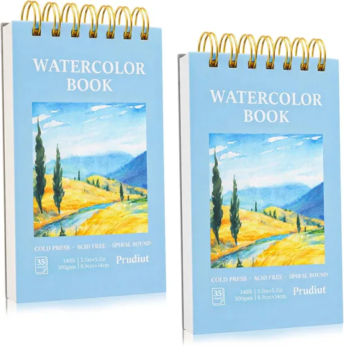 35 hojas de papel de acuarela de 3.5 x 5.5 pulgadas, 140 lb/300 GSM, papel de color de agua, encuadernado en espiral, cuaderno de bocetos de