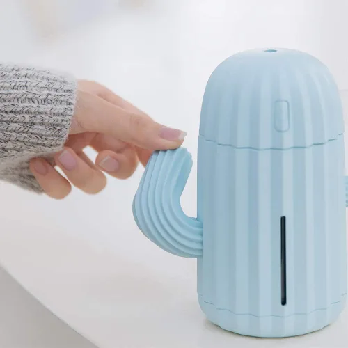 Miniatura 2 de Mini humidificador, Humidificadores de habitación, individual con luz nocturna, Humidificador de aire de cactus portátil para yoga, oficina, spa